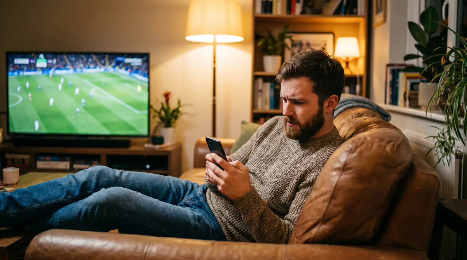 Punter checking acca boost percentages on a betting app before Saturday fixtures