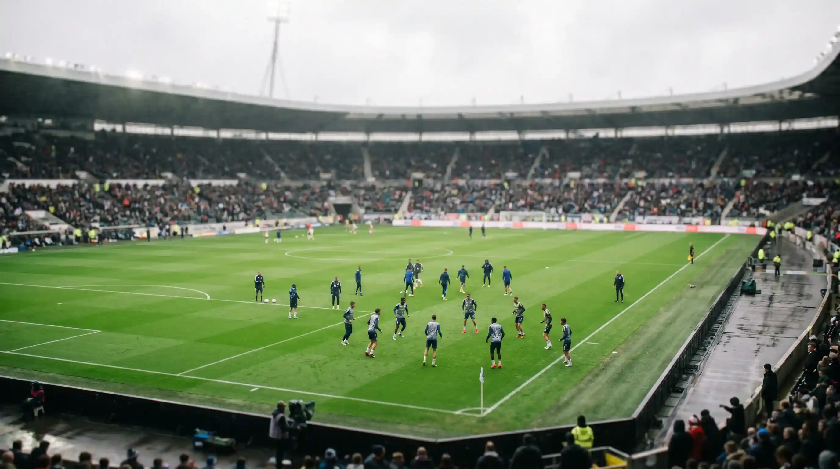 Football pitch viewed from the stands with odds overlay showing margin comparison
