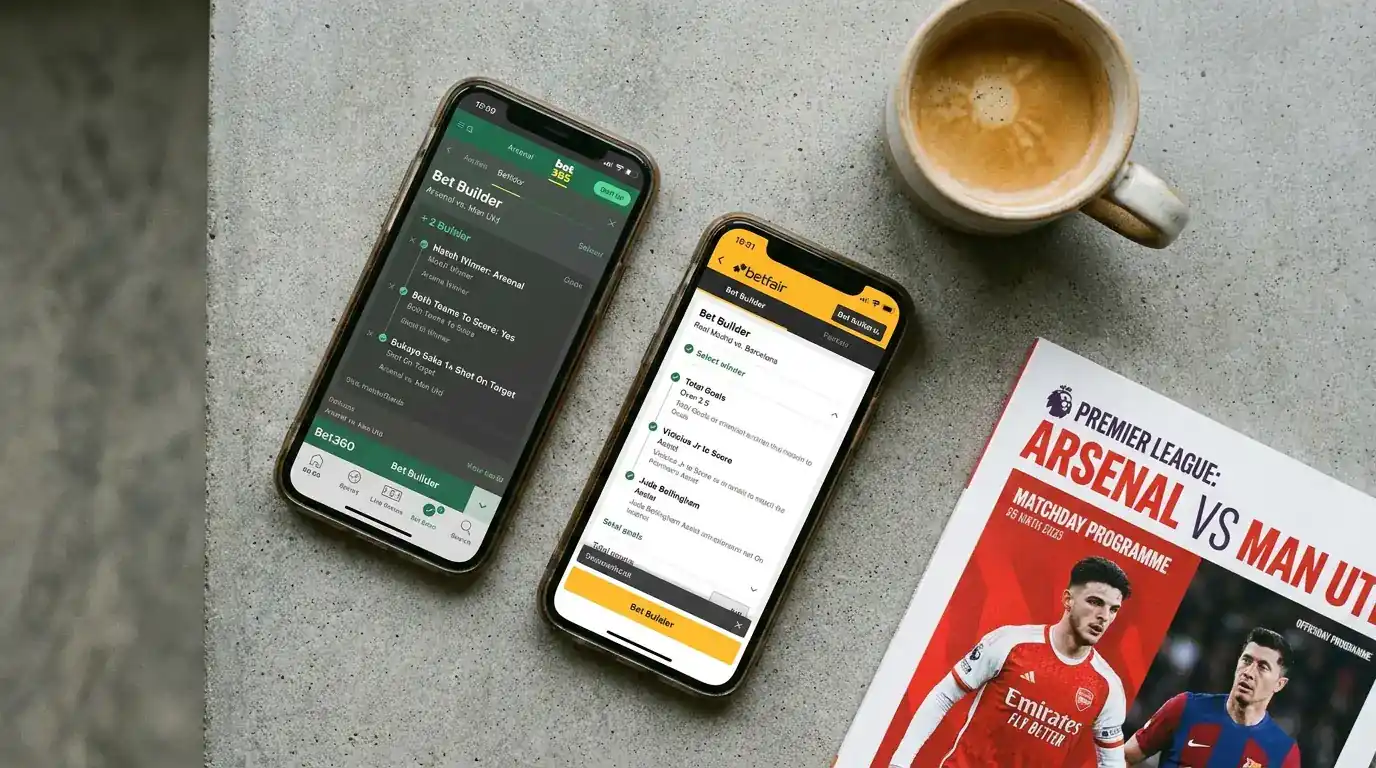 Side-by-side comparison of bet builder features across UK sportsbook apps