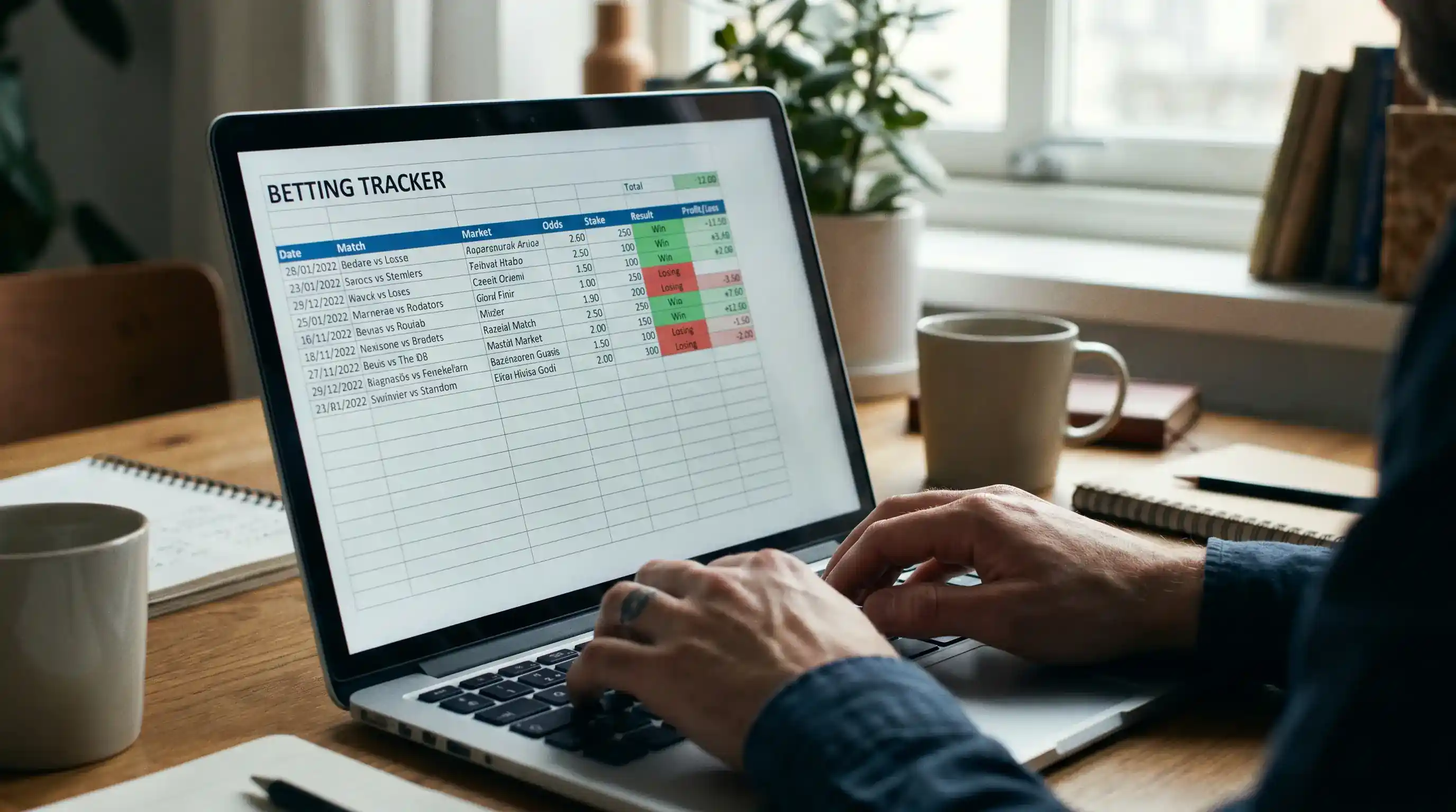 Simple betting record spreadsheet tracking stakes odds and results