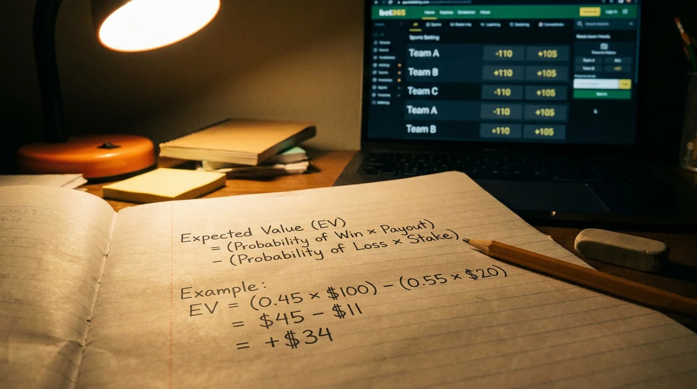 Expected value framework comparing bettor probability estimates against bookmaker pricing