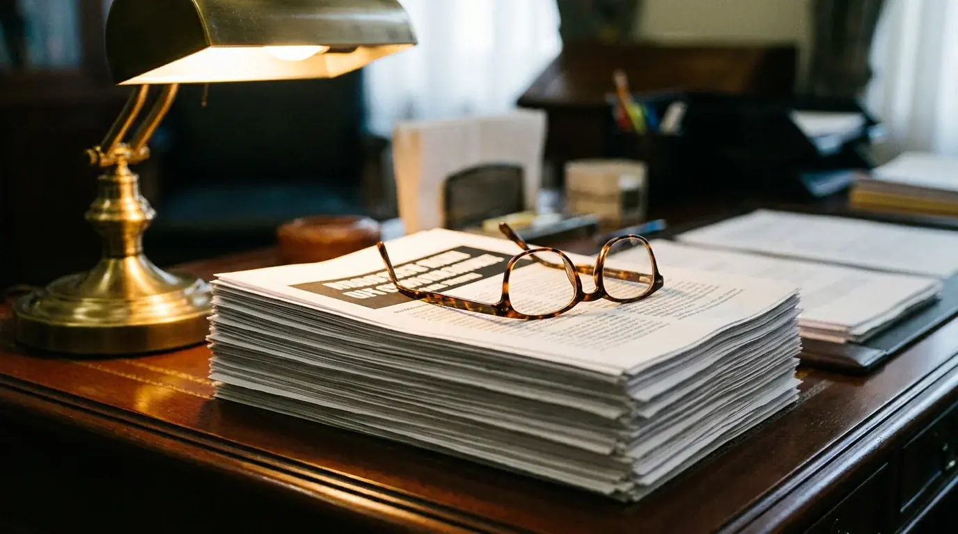 Stack of UK gambling regulation reform documents on a desk